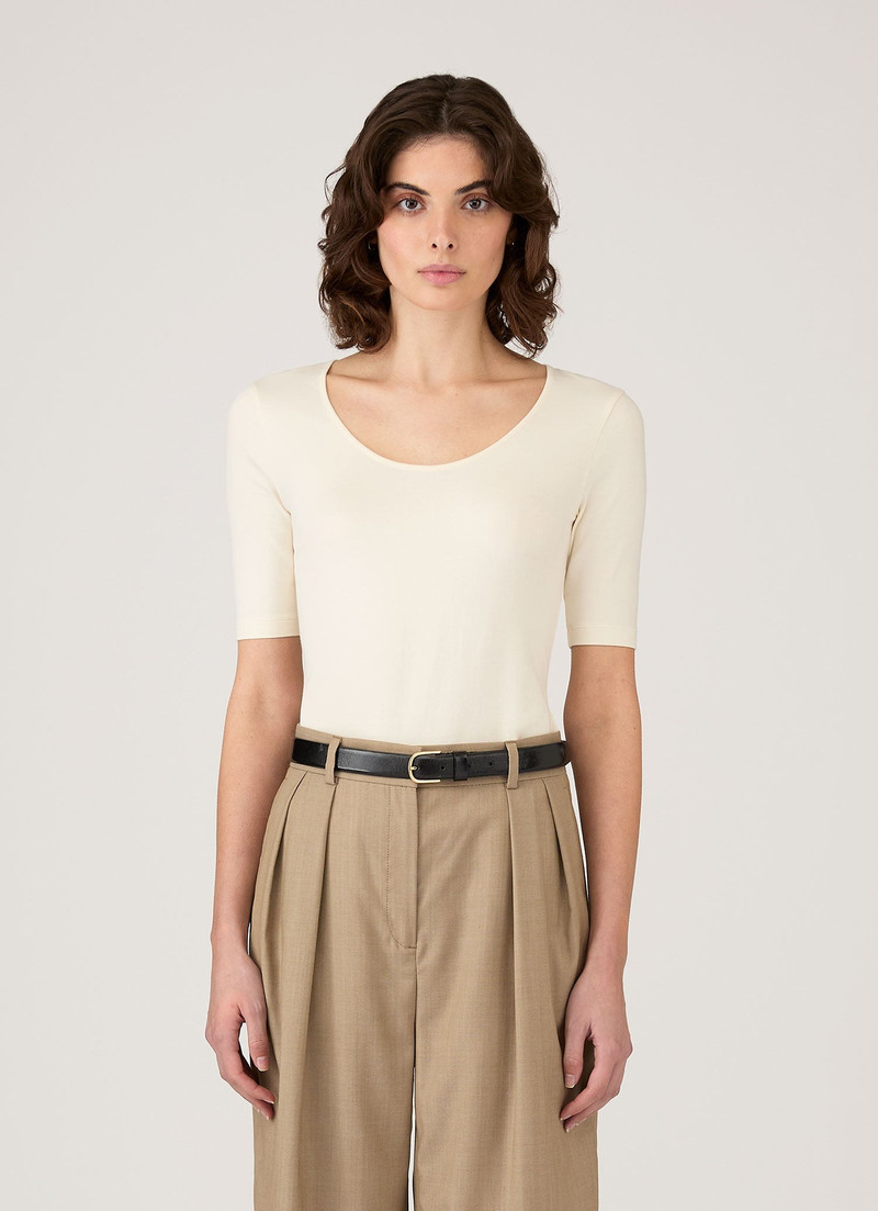Stretch Cotton Scoop Top 1