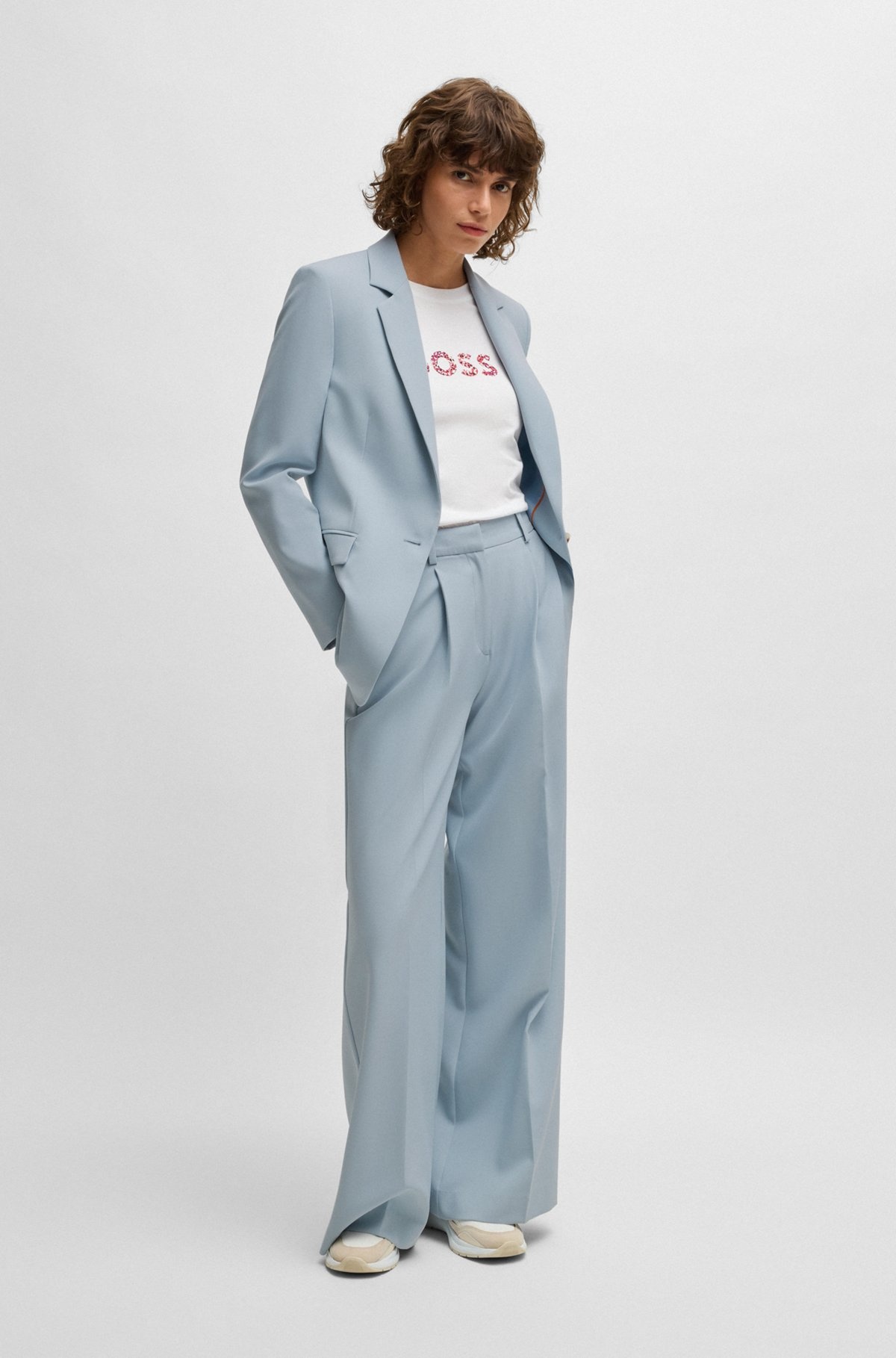 WIDE-LEG TROUSERS IN STRETCH FABRIC - 3