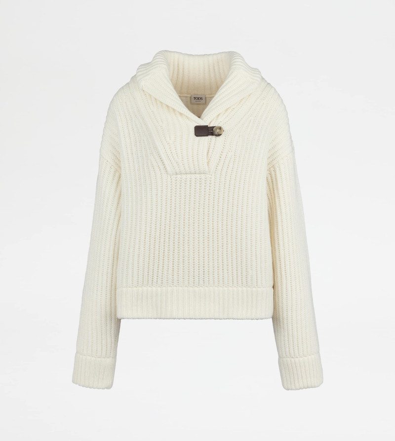 PULLOVER IN CASHMERE - WHITE 1