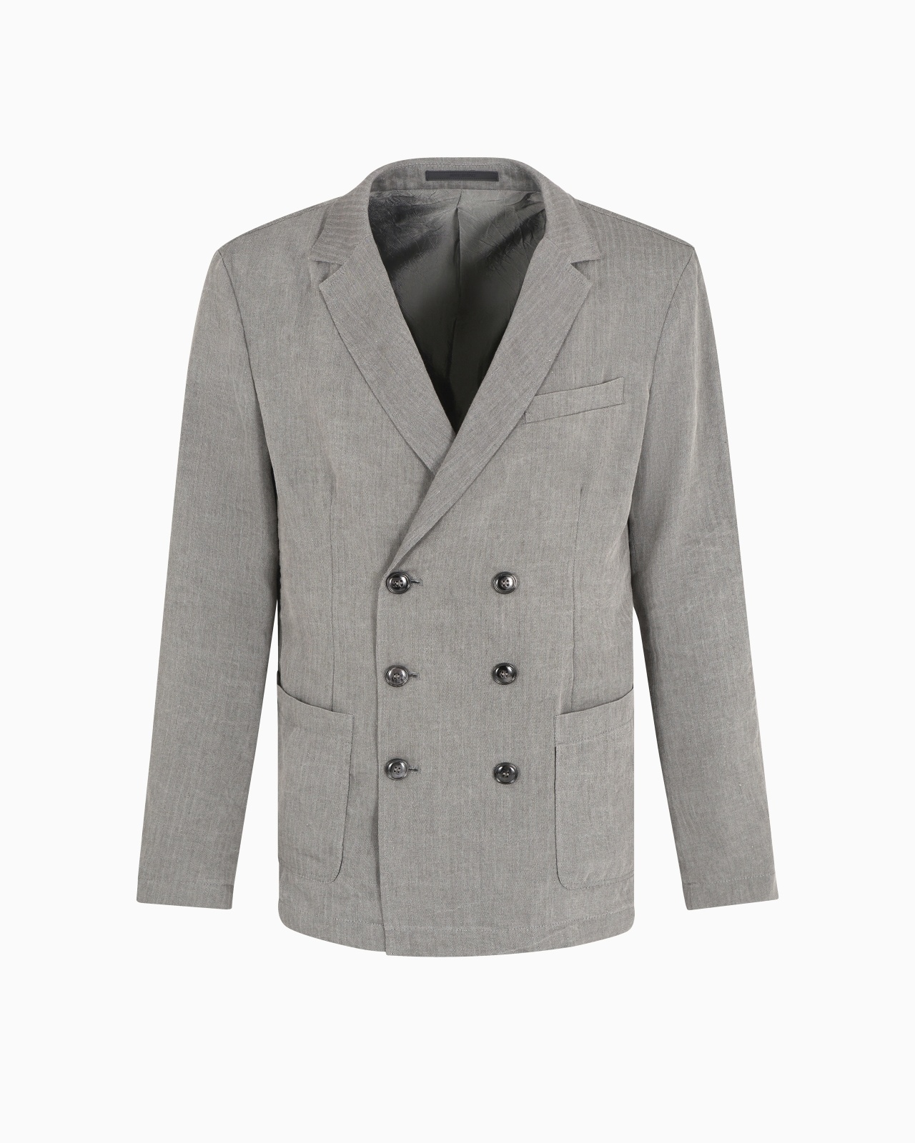 LINEN AND VISCOSE DOUBLE-BREASTED JACKET - 1