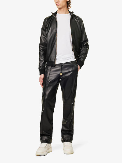 Palm Angels Drawstring-waist straight-leg leather jogging bottoms outlook