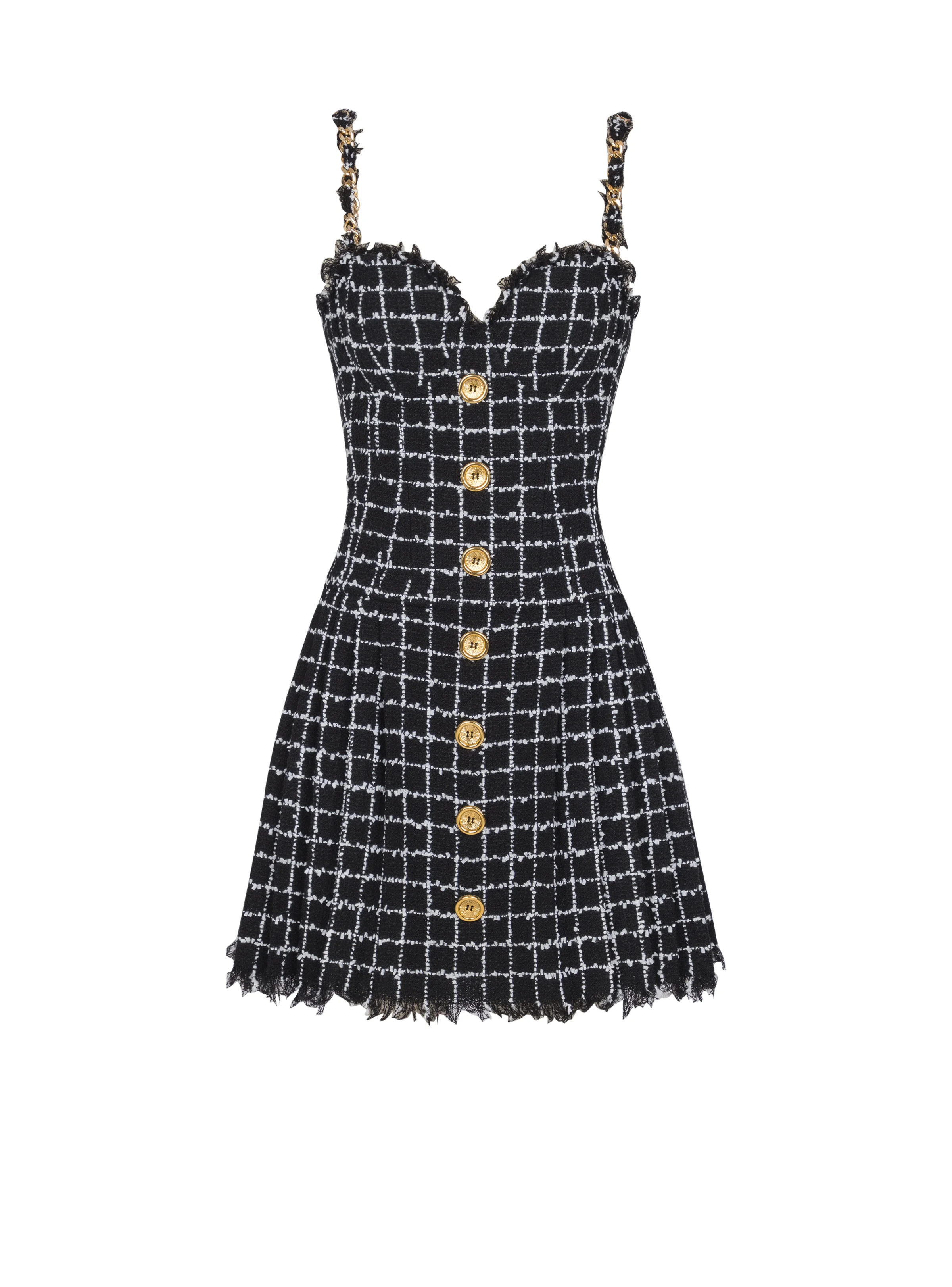Tweed dress with chain straps - 1