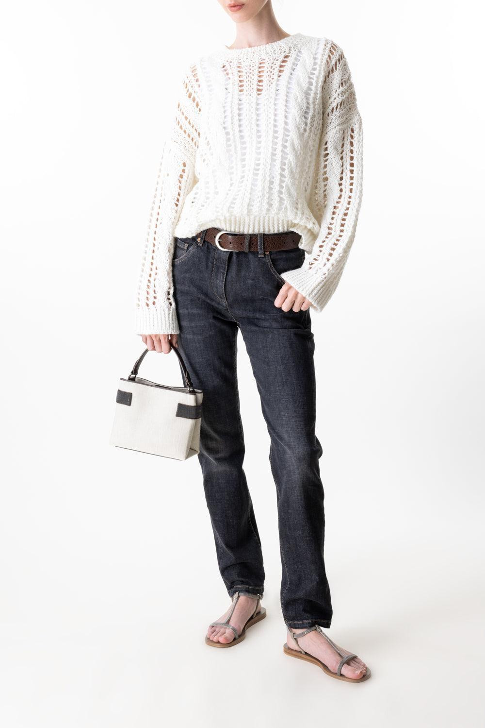 Stretch Slim Trousers - Dark Blue Denim - 2