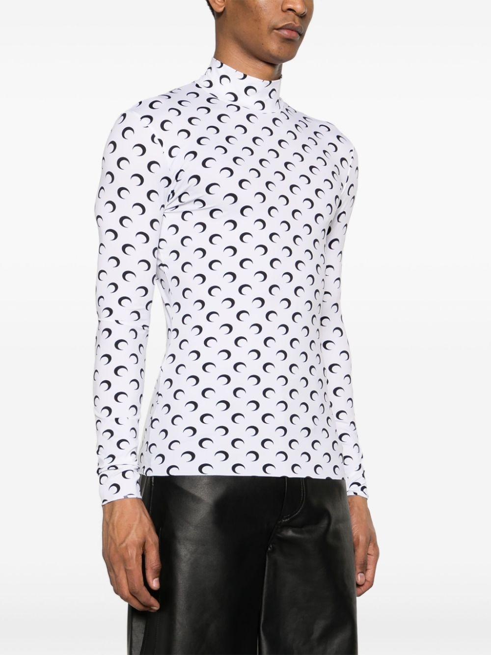 moon-print mock-neck T-shirt - 3