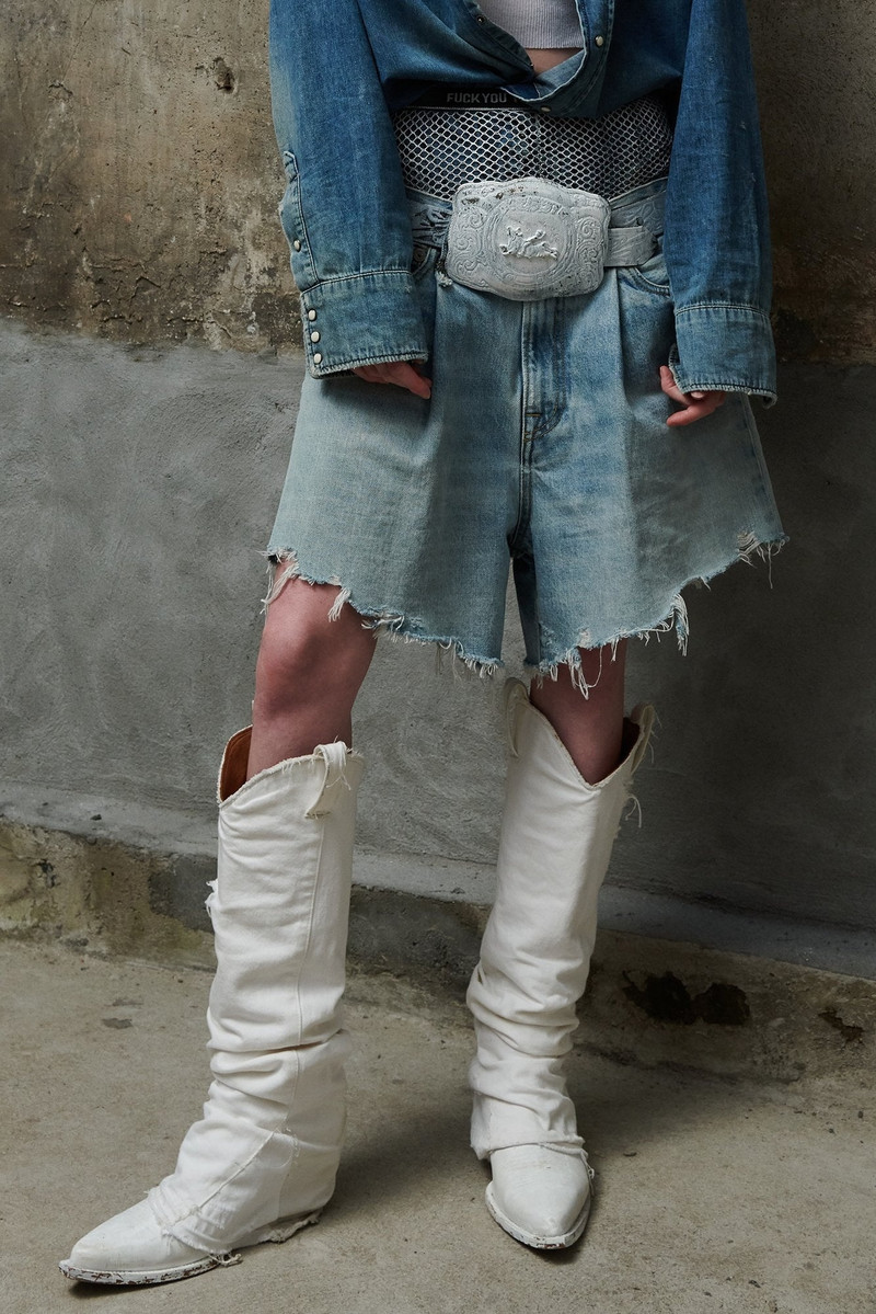 R13 Damon Pleated Short - Lennon Blue | R13 Denim outlook