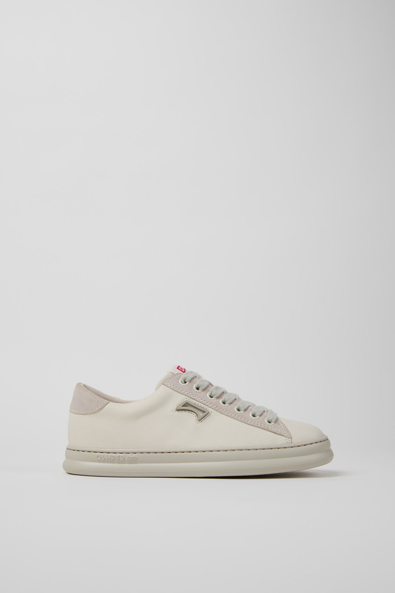 White Leather and Nubuck Sneakers for Women. 1