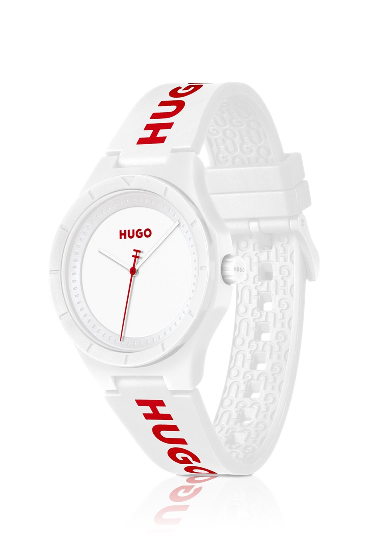 MATTE-WHITE WATCH WITH BRANDED SILICONE STRAP - 2