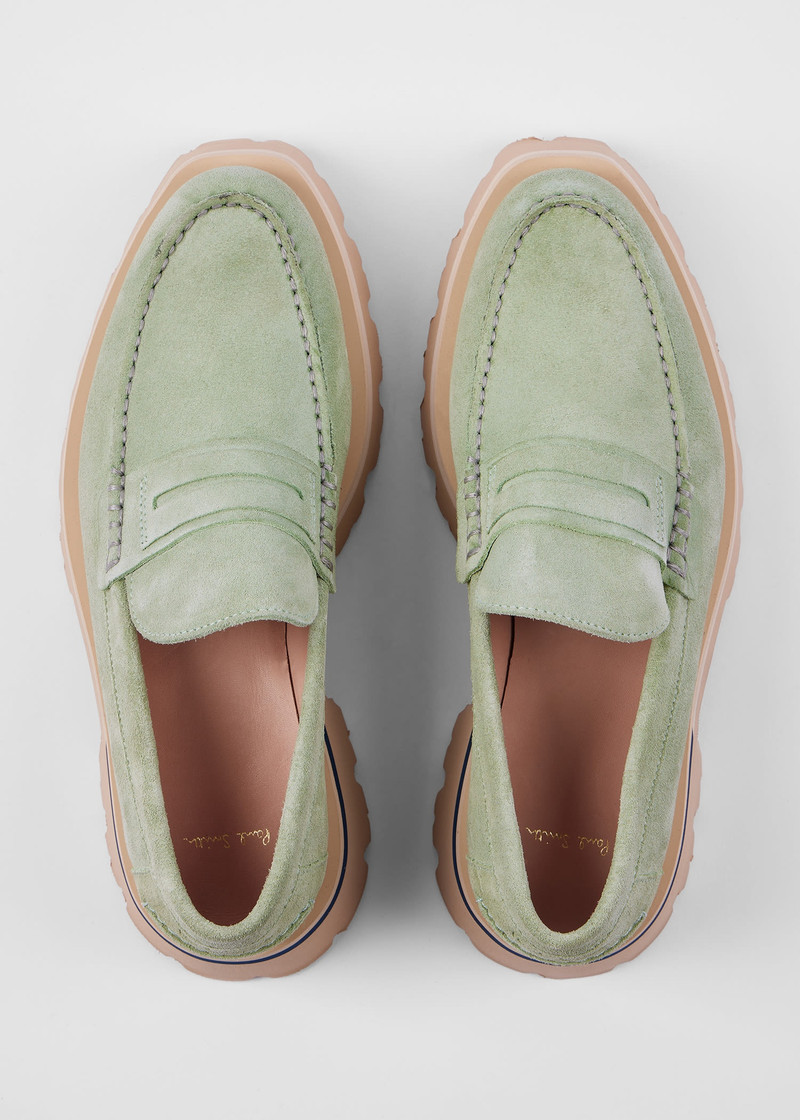 Mint Green Suede 'Felicity' Loafers 5