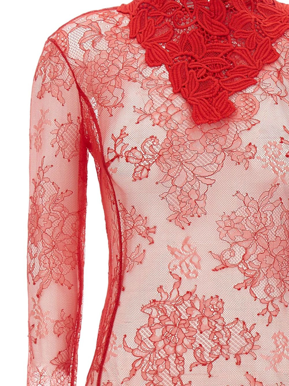 floral-lace high-neck bodysuit - 2