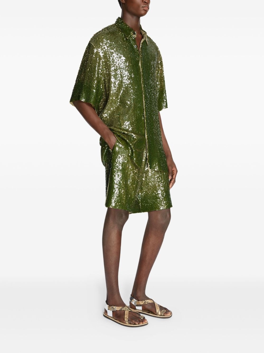 sequin-embellished short-sleeve shirt - 3