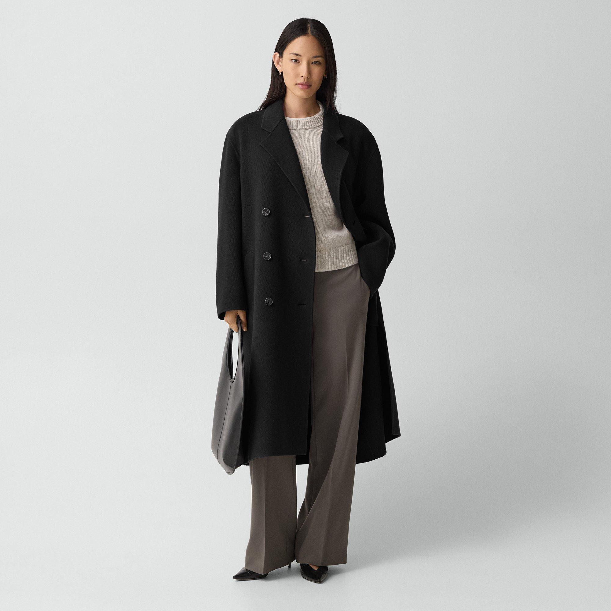 Long Belted Trench Coat in Textured Wool-Cashmere - 2