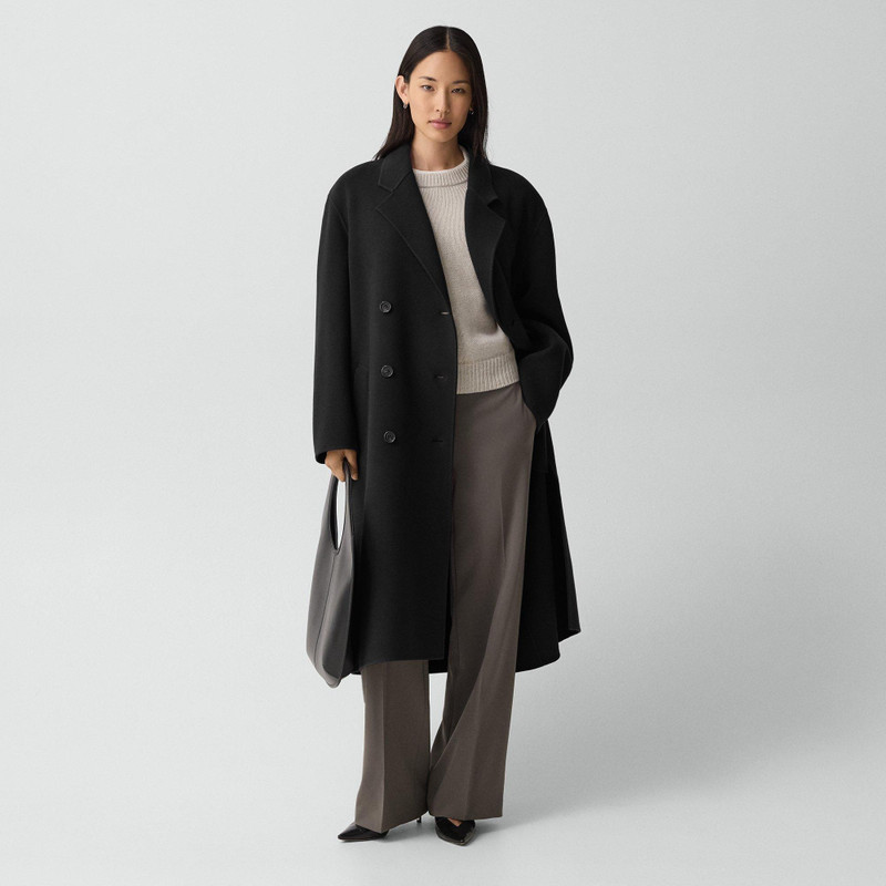 Long Belted Trench Coat in Textured Wool-Cashmere 2
