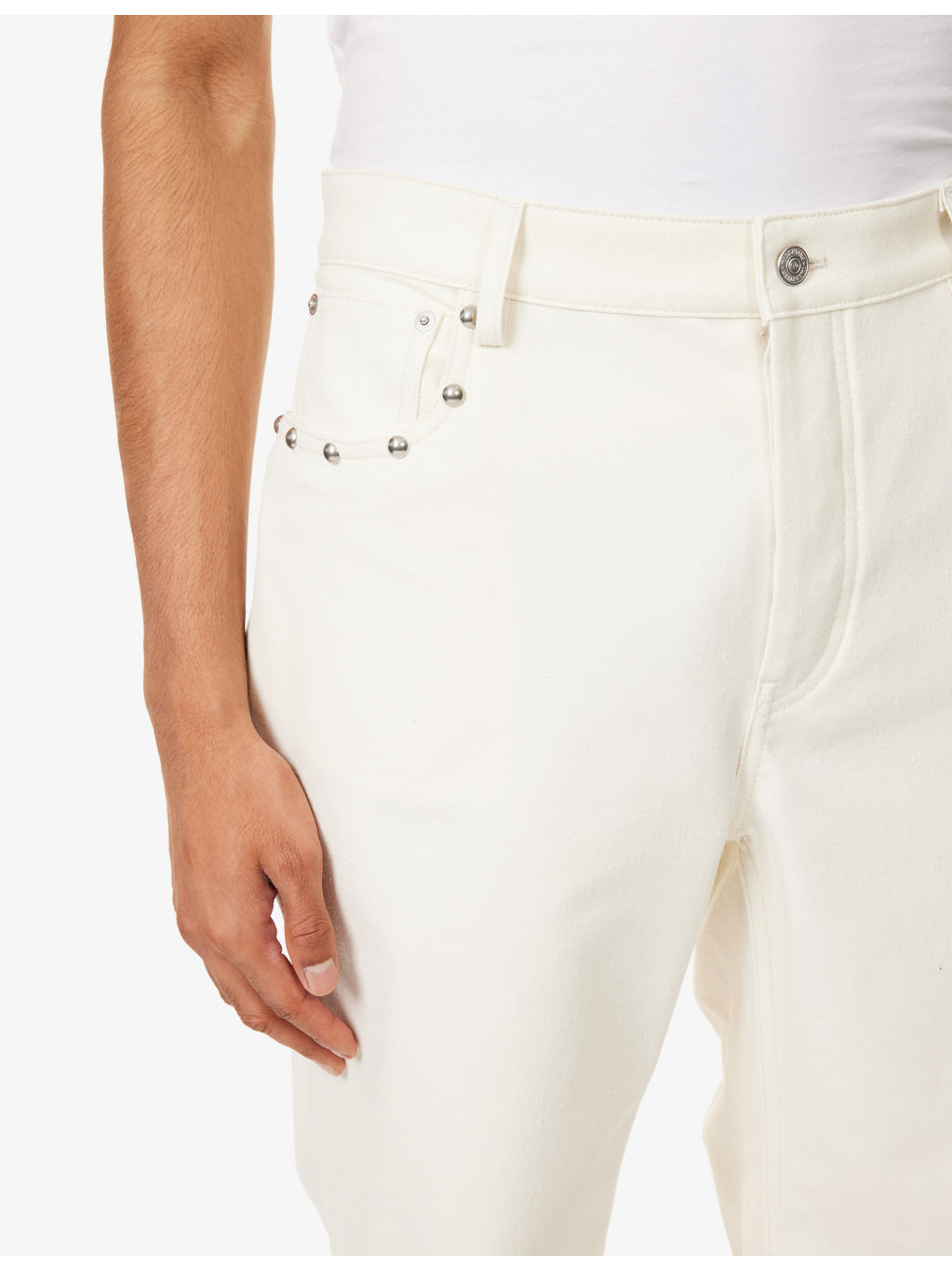 Eyelet Stud Embellishment Straight-leg Denim Jeans - 5