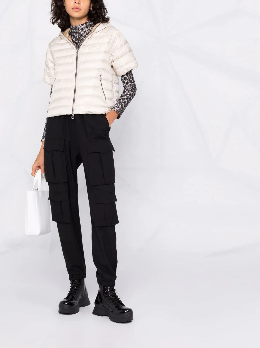 three-quarter sleeve puffer jacket - 2
