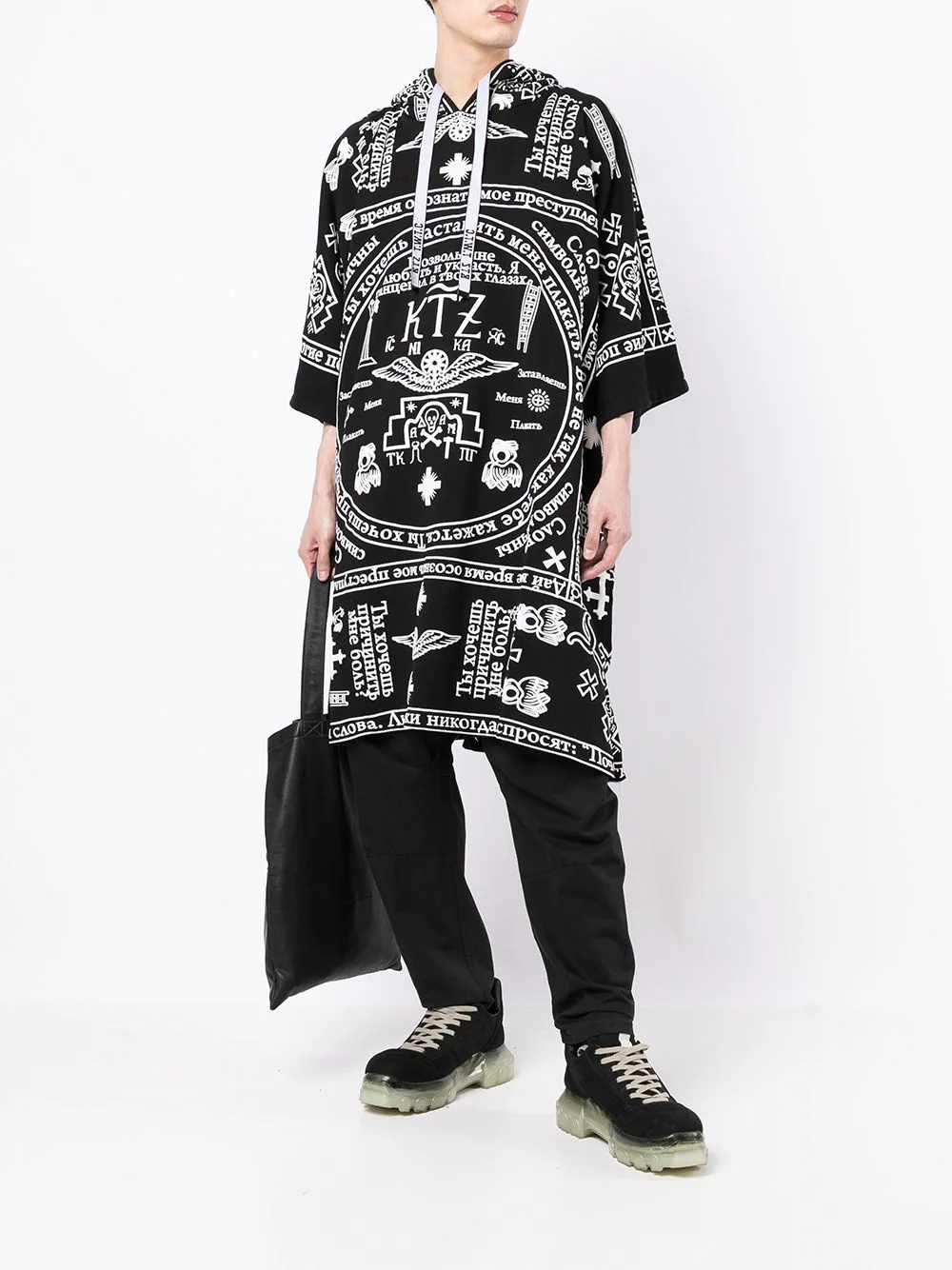 church print hooded kaftan - 2