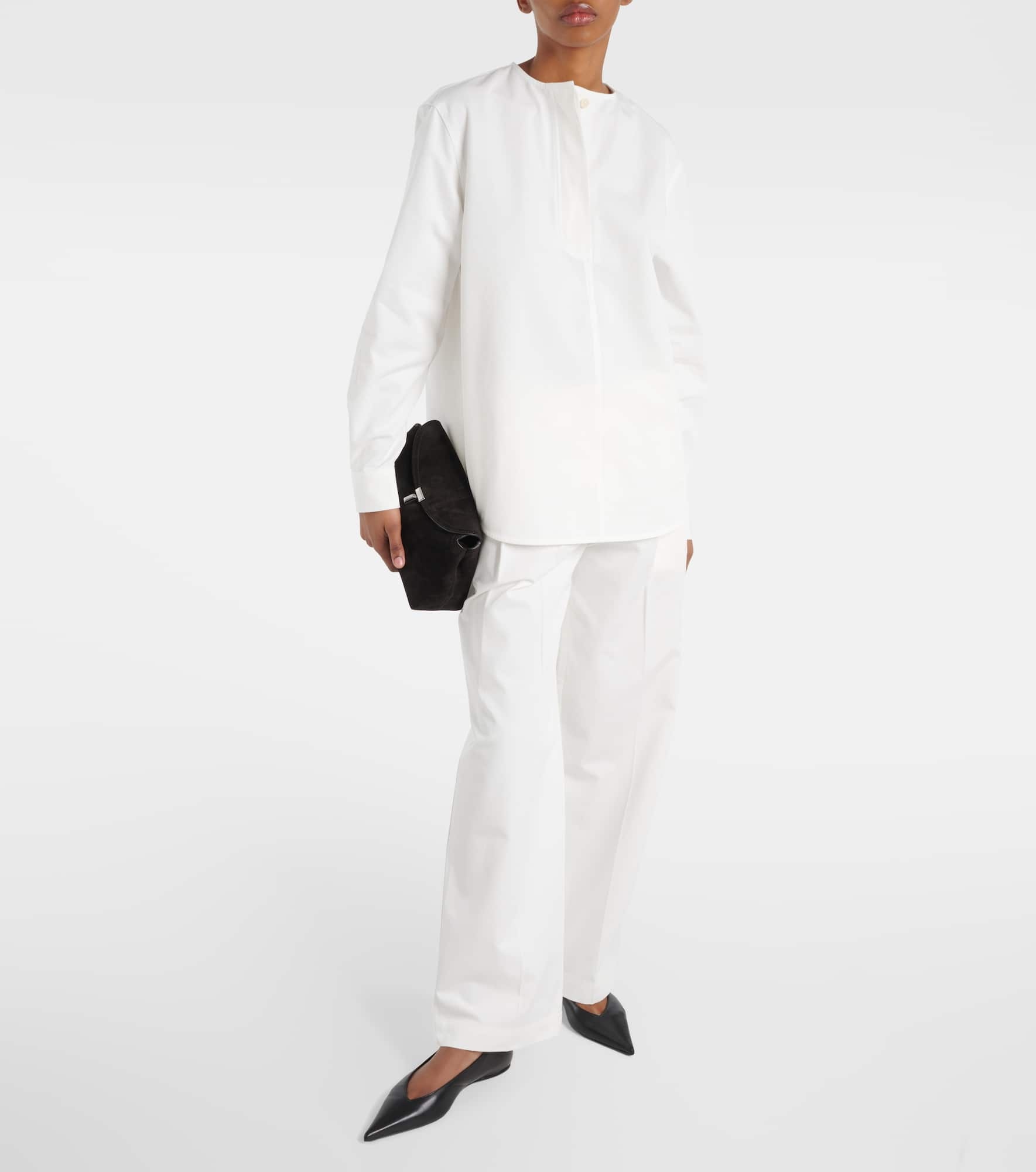 Low-rise cotton twill straight pants - 2