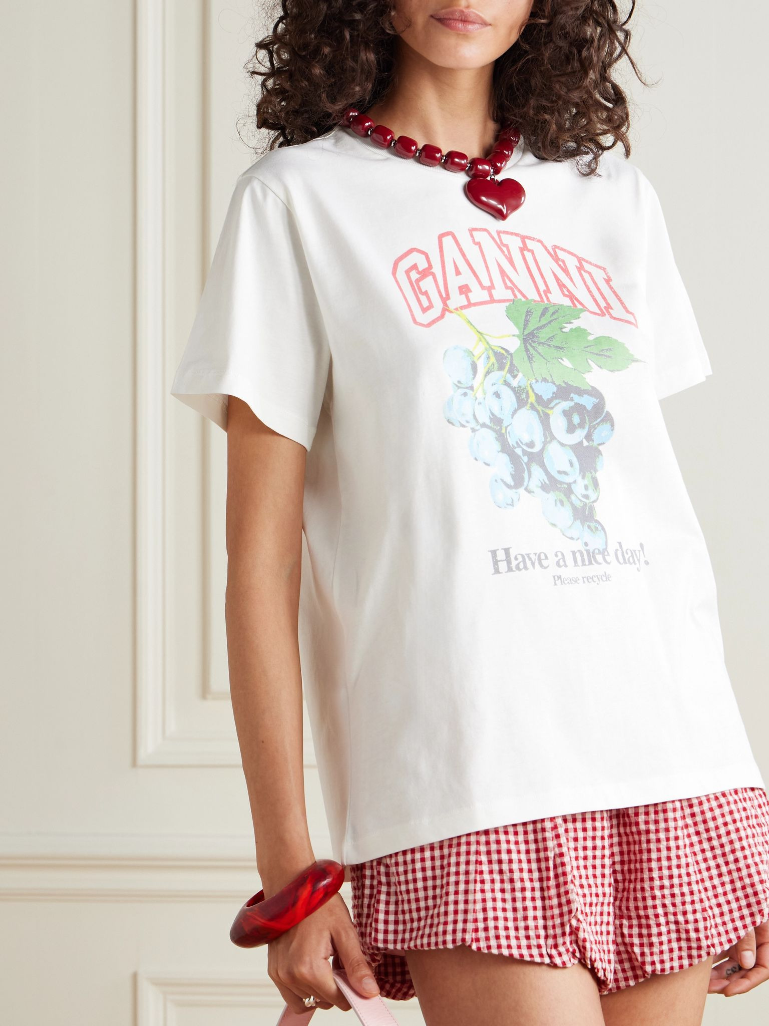 Grapes printed organic cotton-jersey T-shirt White - 3