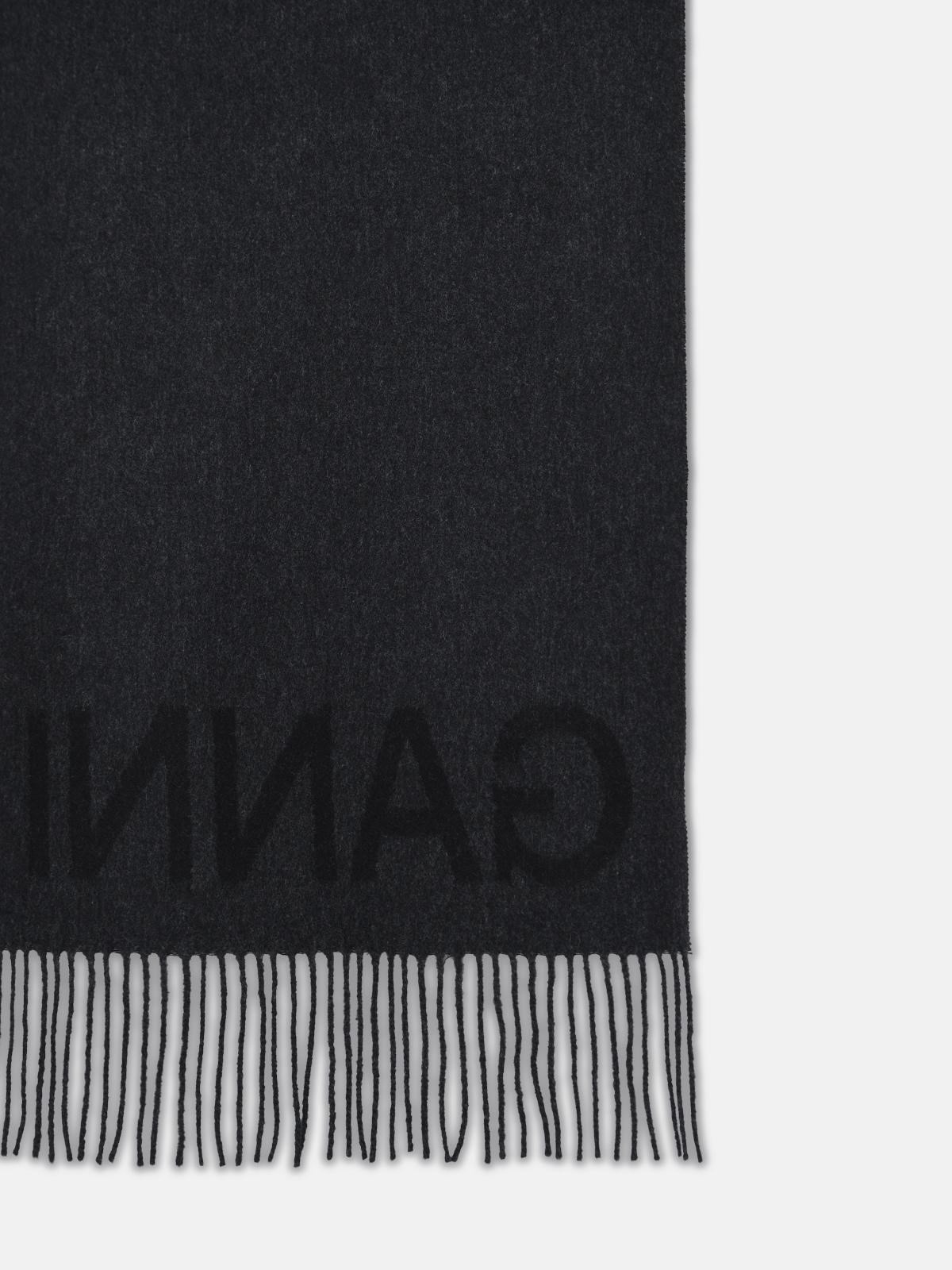 BLACK RECYCLED WOOL SCARF - 3