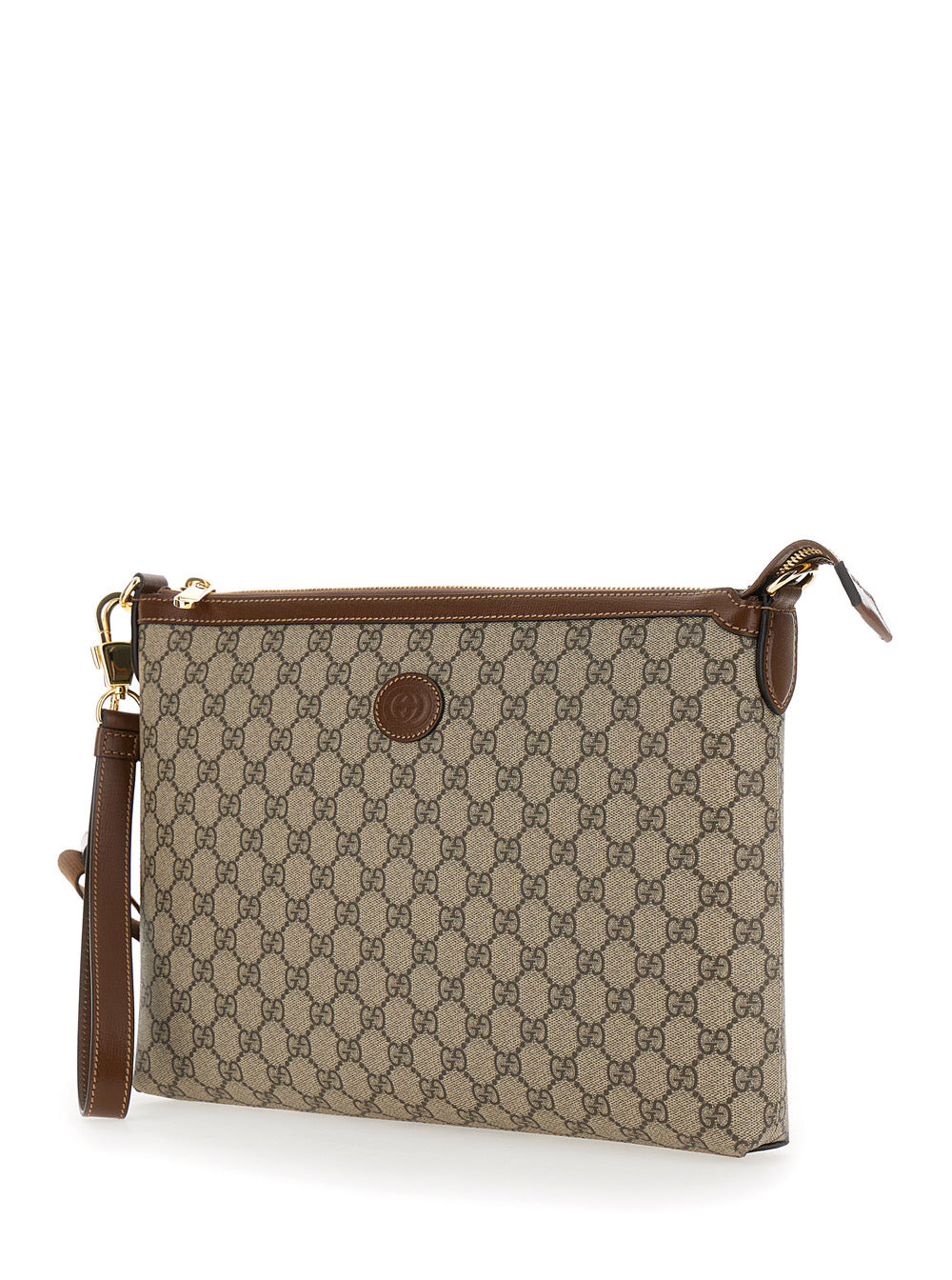 Gucci Men Beige And Ebony Pouch With Gg Patch In Gg Supreme Canvas Man - 5