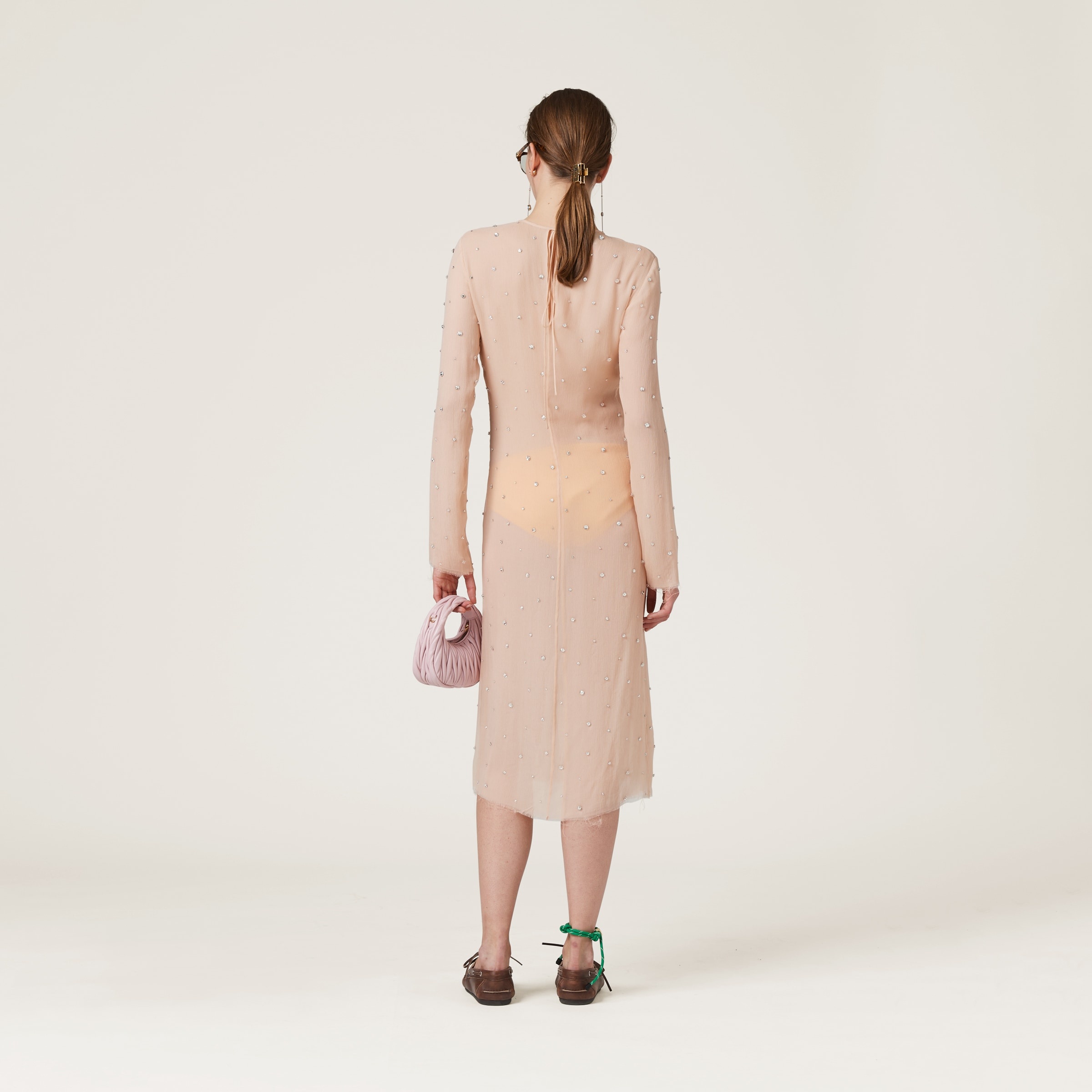 Embroidered chiffon dress - 3