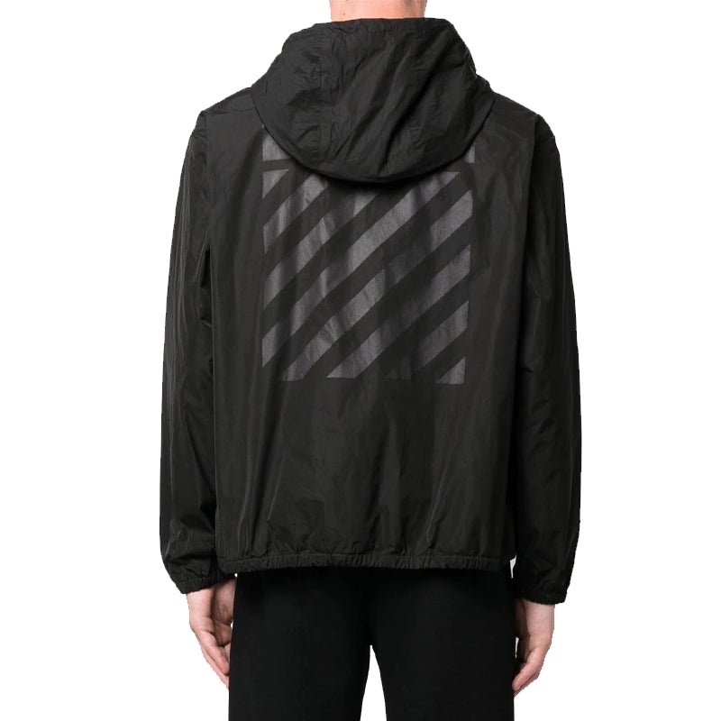 Men's Off-White FW22 Back Classic Logo Printing Hooded Jacket Ordinary Version Black OMEB035C99FAB00 - 3