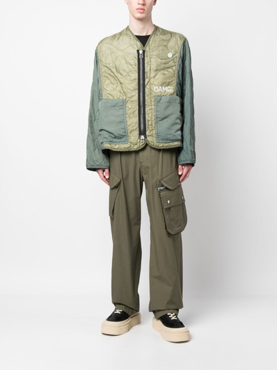 OAMC Re:Work contrast-sleeve embroidered padded jacket outlook