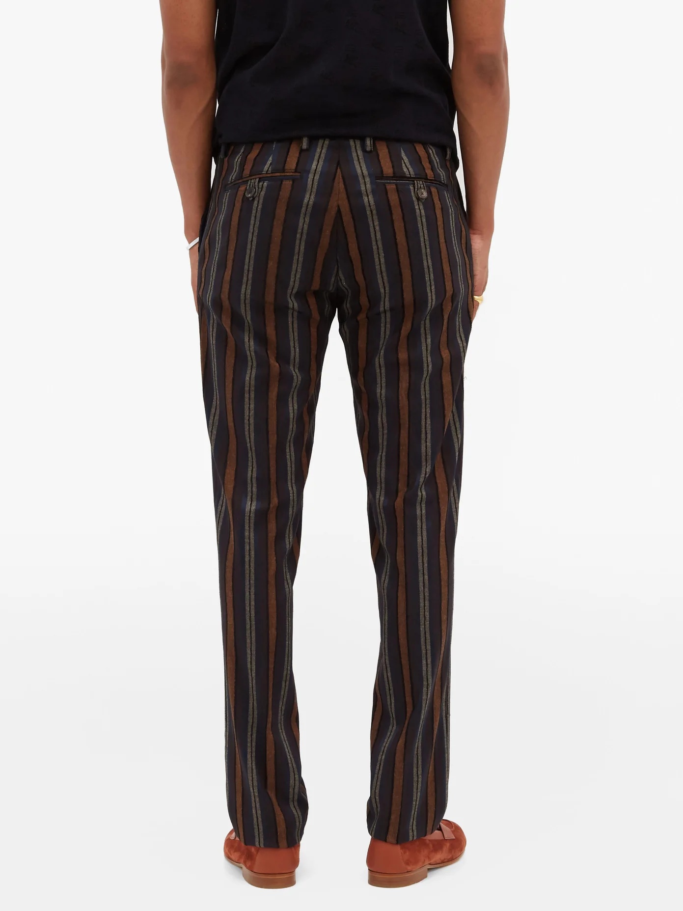 Straight-leg striped-jacquard trousers - 5