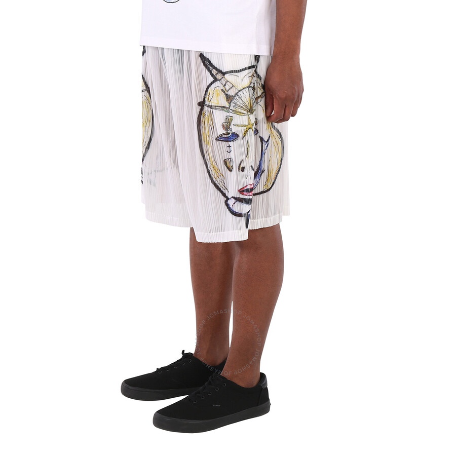Burberry White Marine Sketch Sheer Plisse Shorts - 5