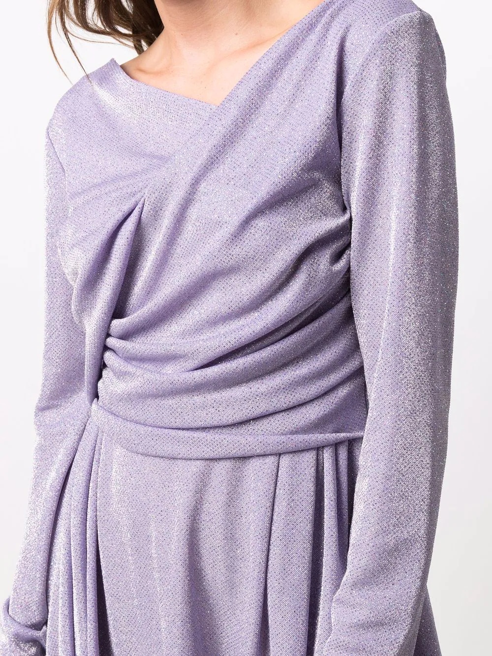 long-sleeved gathered dress - 5