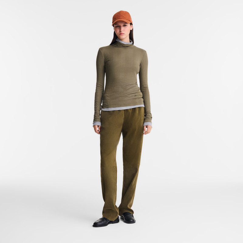 Longchamp Thin turtleneck sweater Khaki - Jersey outlook