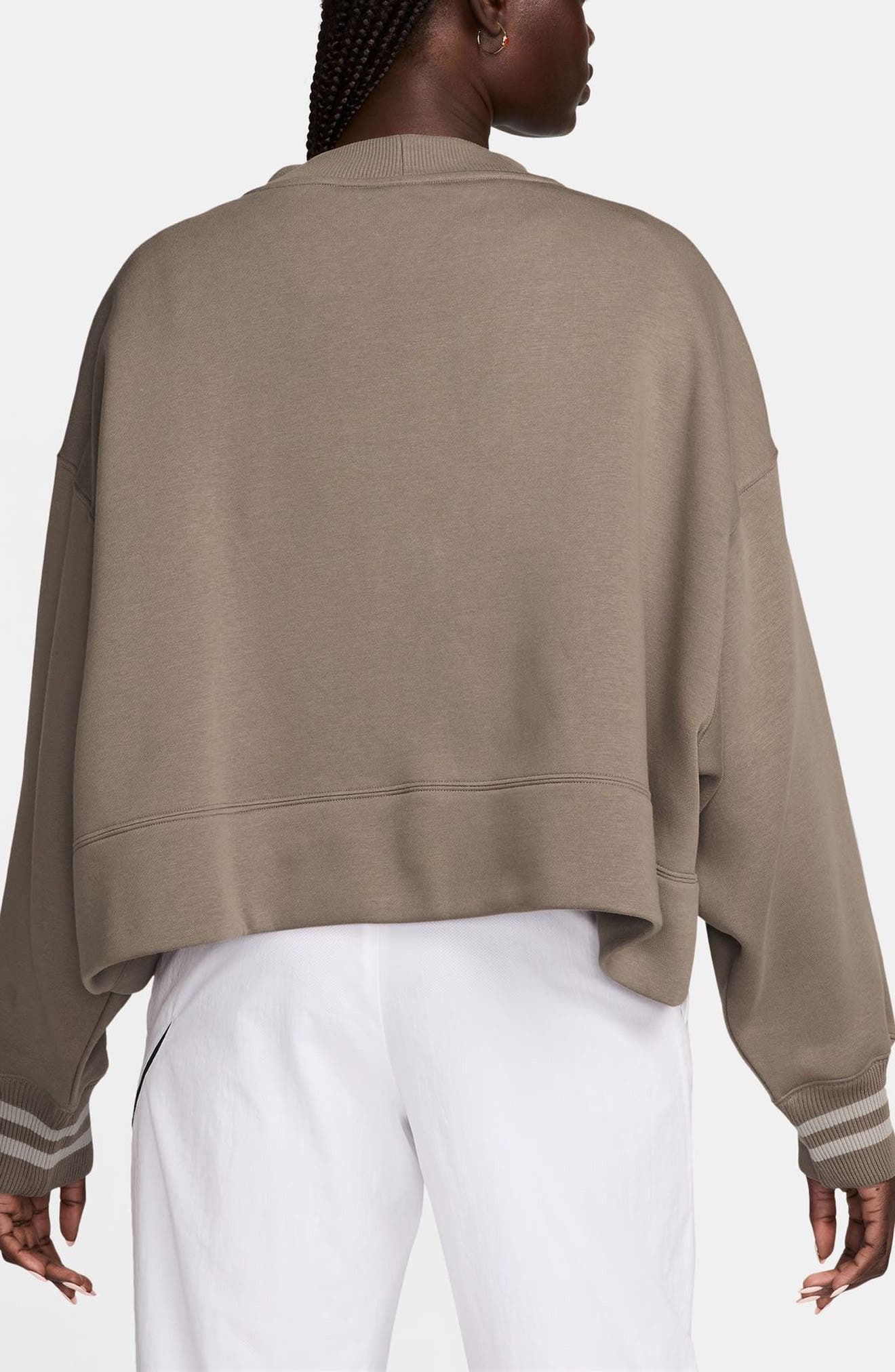 Nike Sportswear Phoenix Embroidered Oversize Fleece Cardigan in Mink Brown at Nordstrom - 2