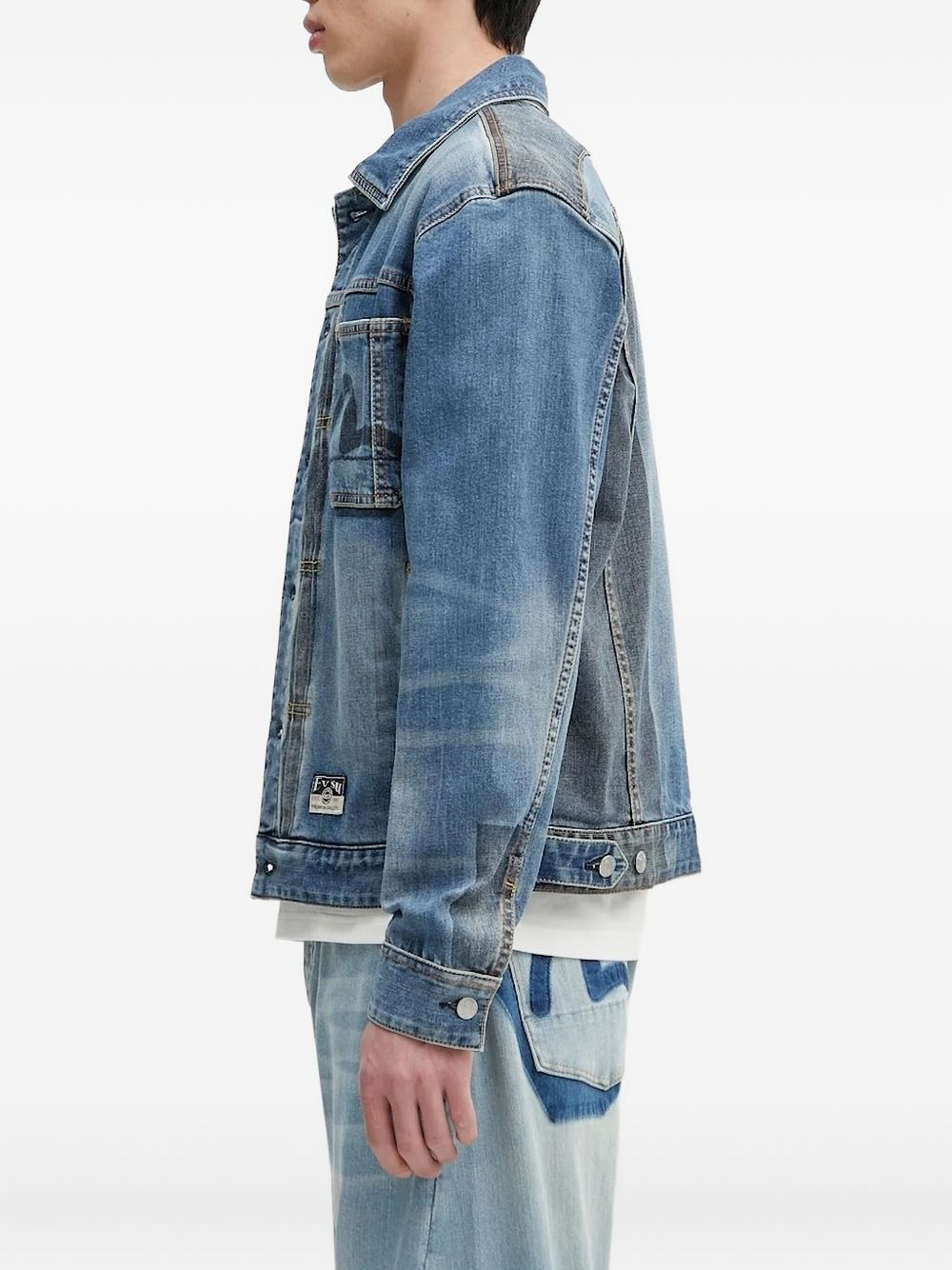 panelled denim jacket - 4
