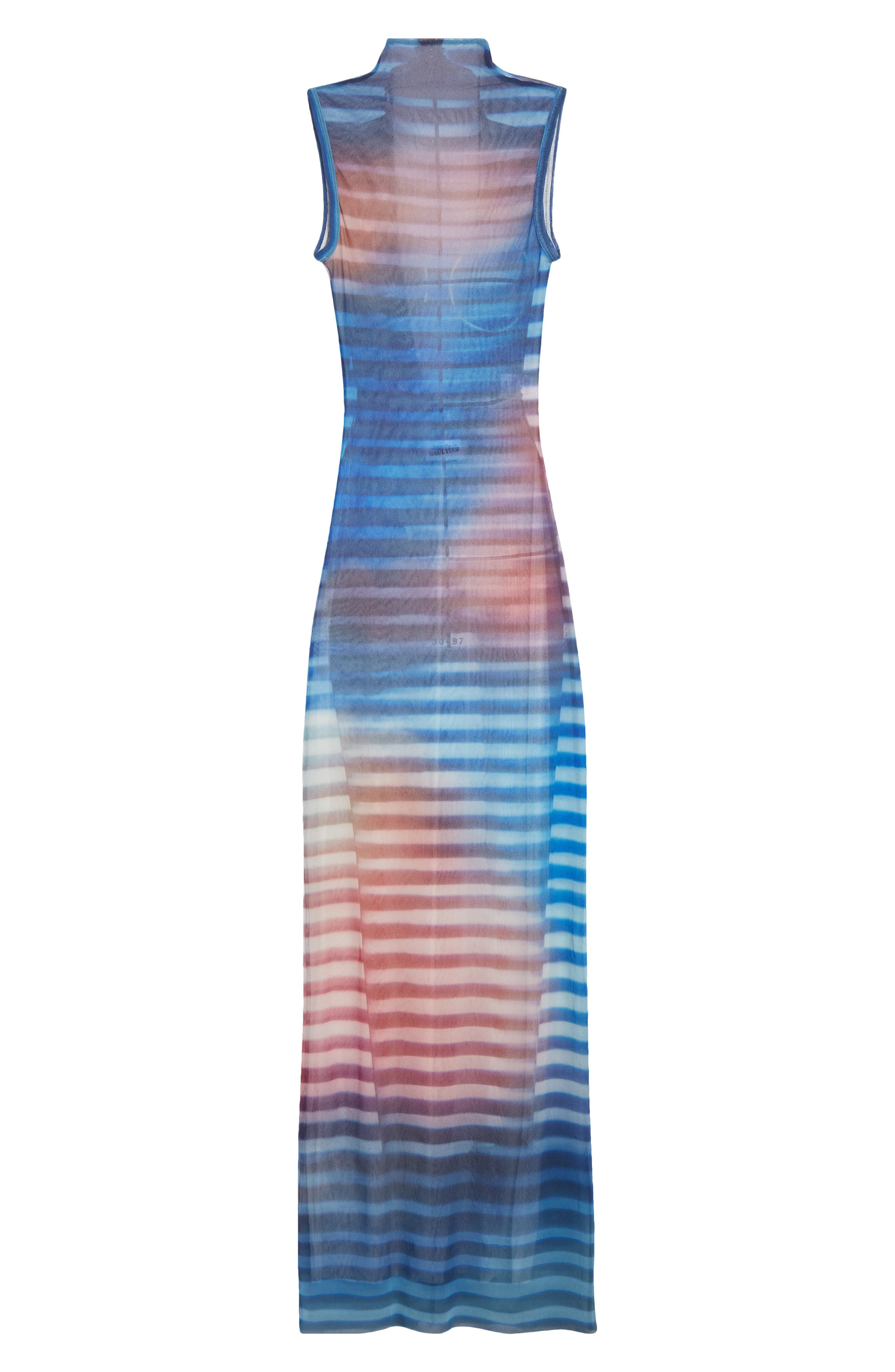 Jean Paul Gaultier Air Print Mesh Body-Con Dress in Light Blue/Blue/Peach at Nordstrom - 5