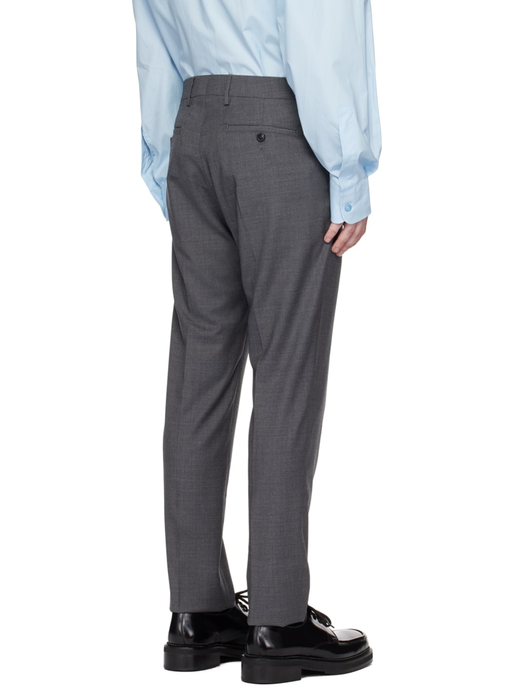 Gray Straight-Leg Trousers - 3