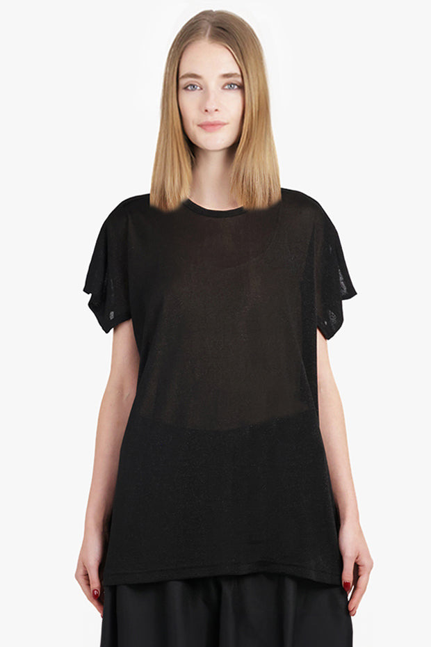 GLITTER S/S RELAXED TOP | BLACK - 3