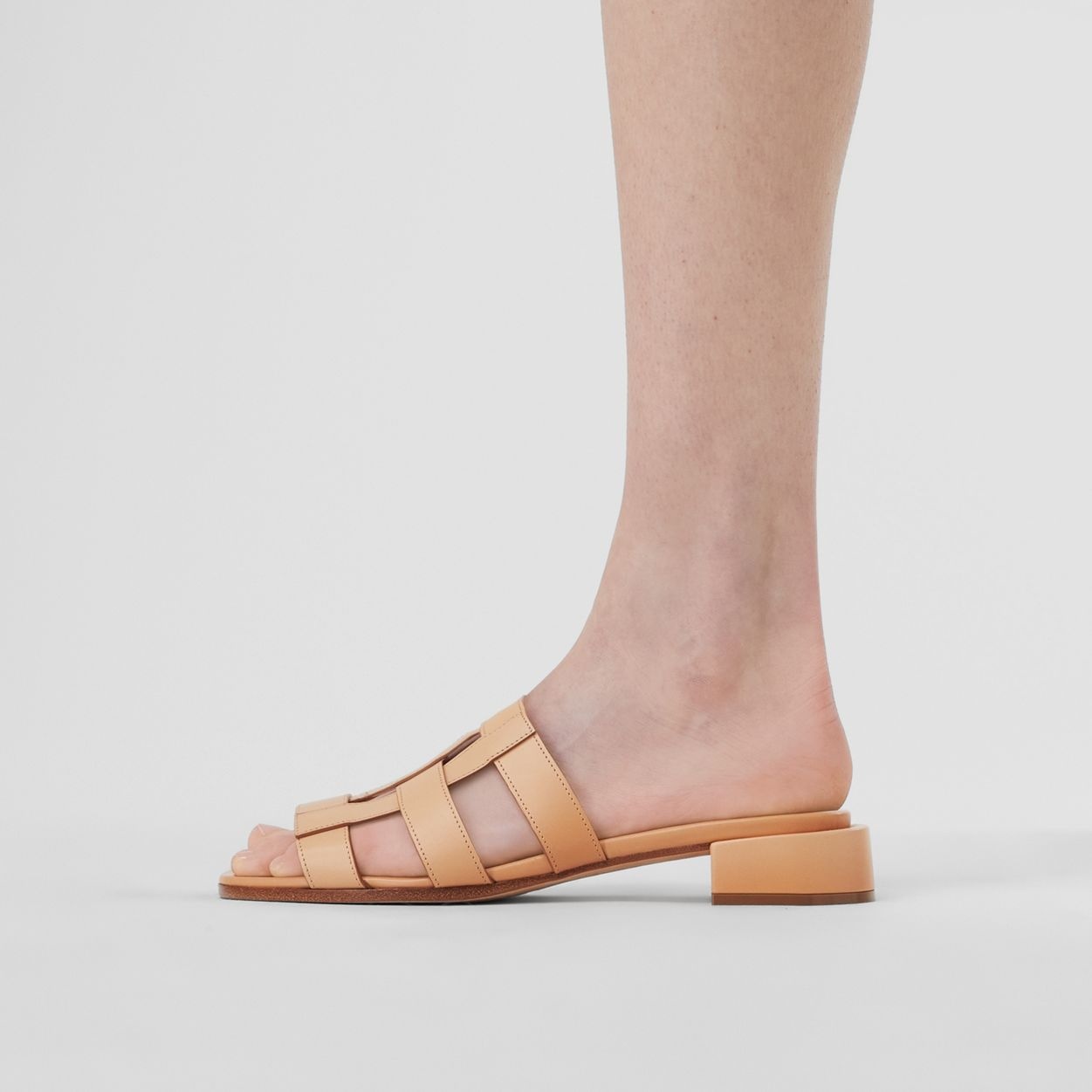 Latticed Leather Sandals - 3