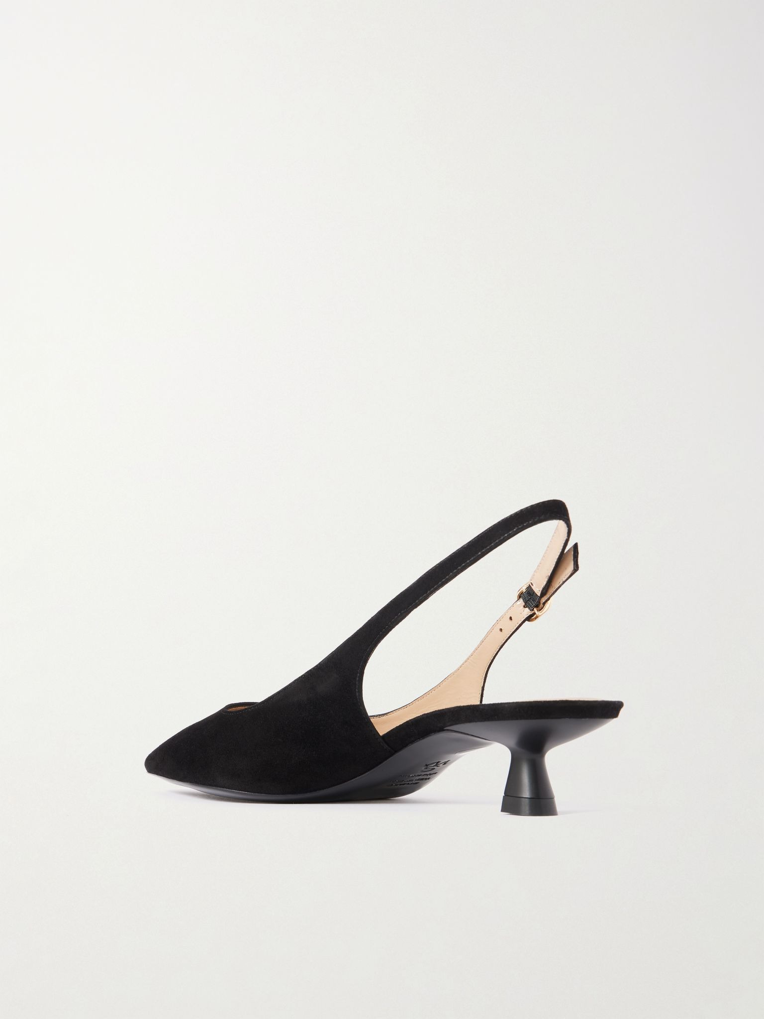 Stuart Sculpt leather-trimmed suede slingback pumps Black - 3