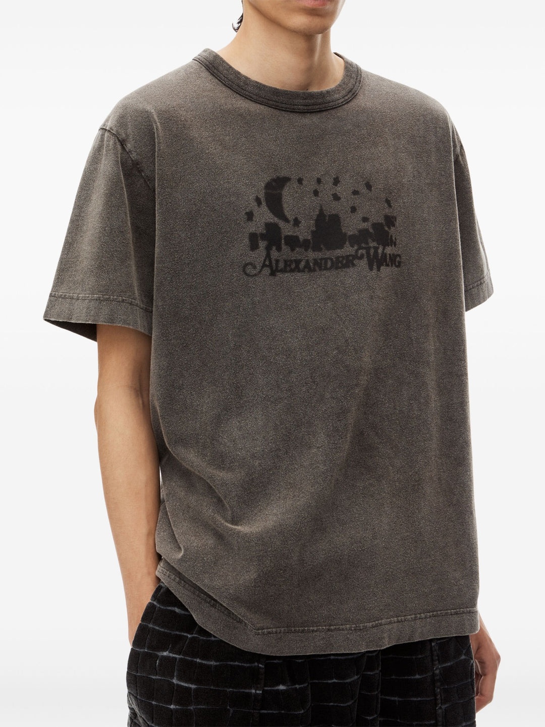 Distressed Skyline Tee In Sueded Cotton Terry - 4