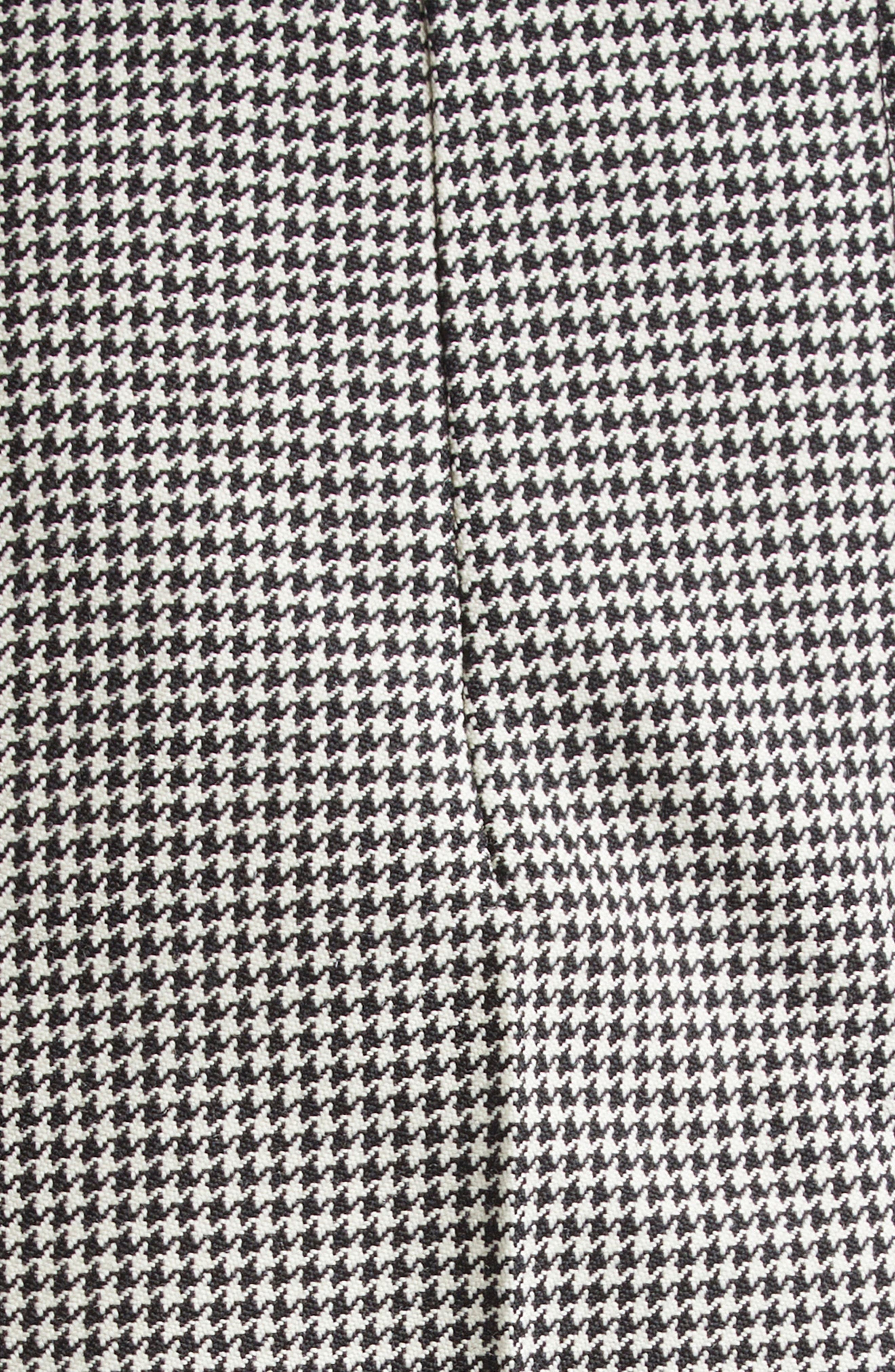 McQueen Micro Houndstooth Pleated Wool & Mohair Straight Leg Trousers in Black/Ivory at Nordstrom - 7