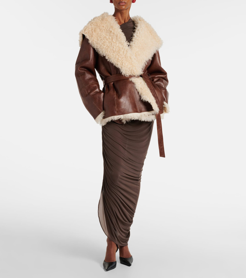 MAGDA BUTRYM Shearling-trimmed leather jacket outlook