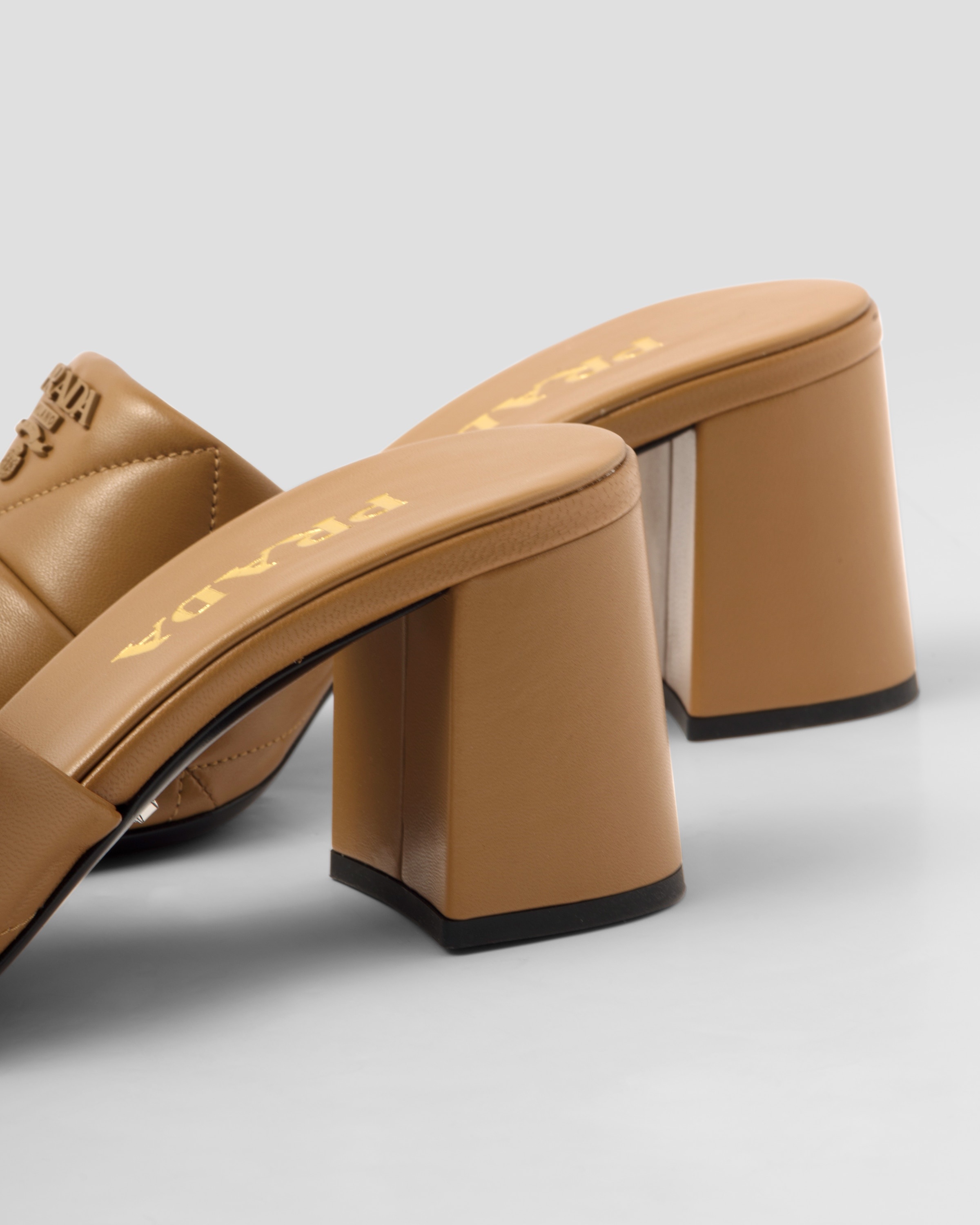 Quilted nappa leather heeled sandals - 7