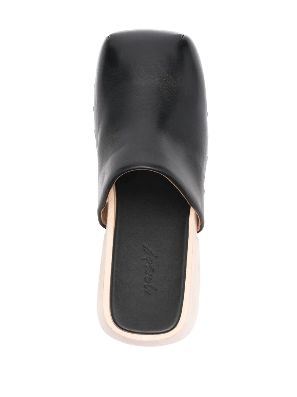 square-toe leather mules - 5