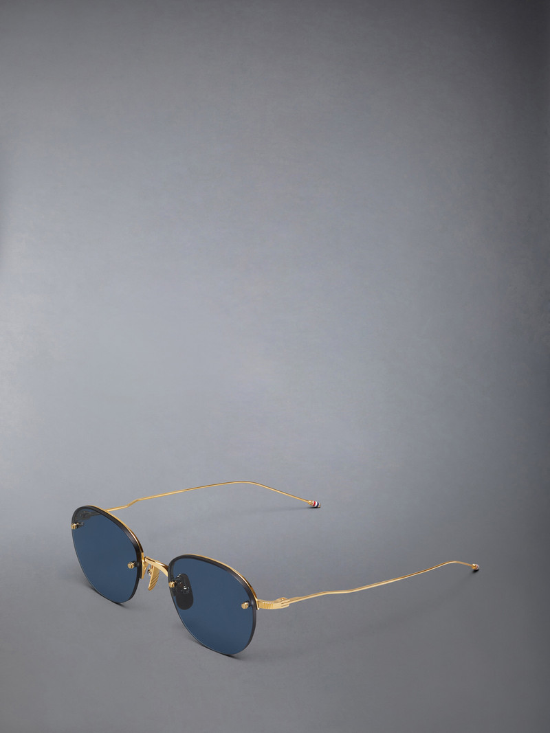 Thom Browne TITANIUM SEMI RIMLESS OVAL SUNGLASSES outlook