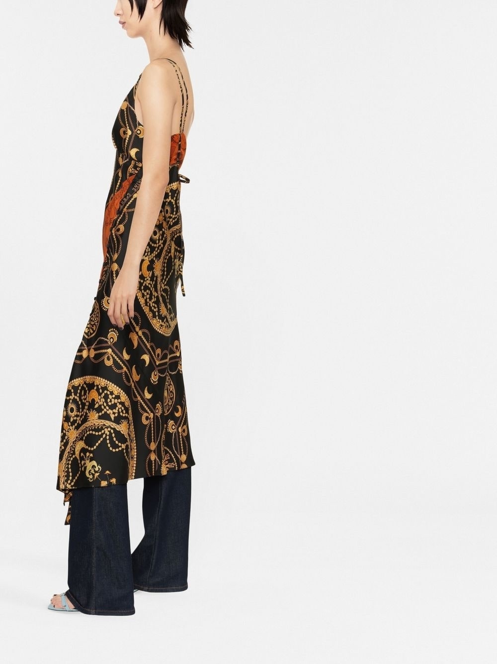graphic-print silk slip dress - 3