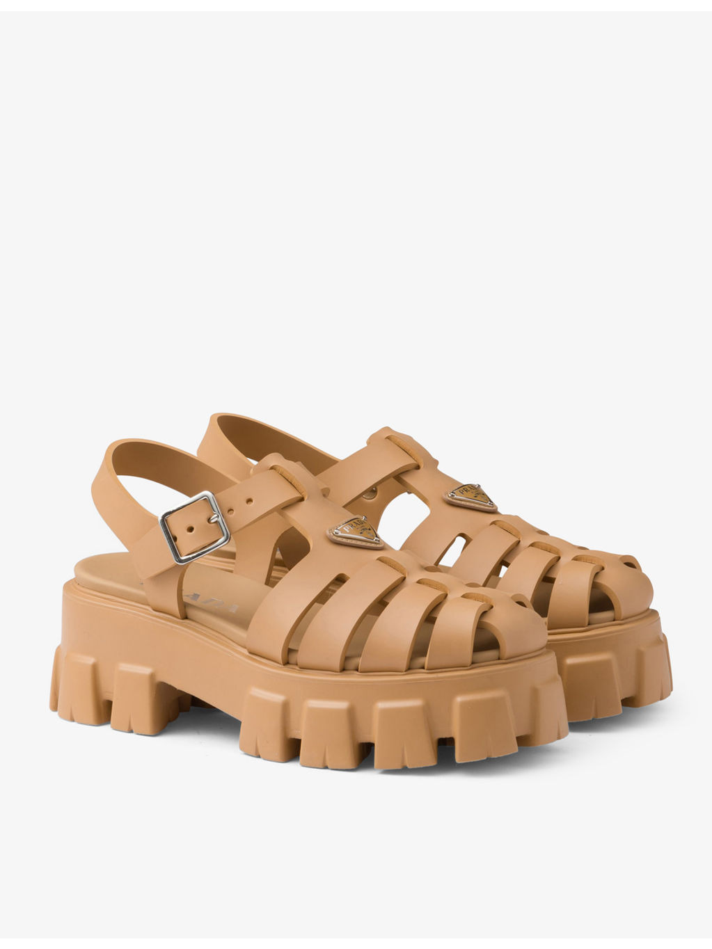 Monolith logo-plaque chunky-sole caged rubber sandals - 3