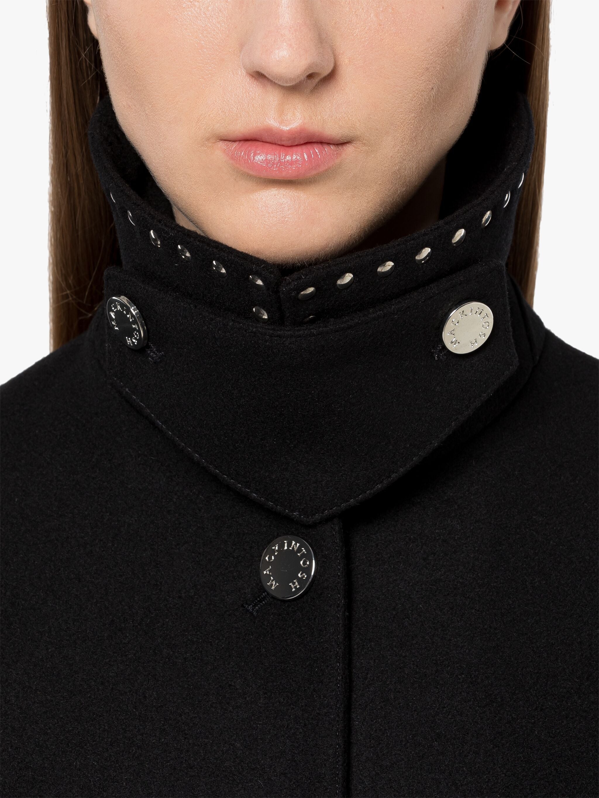 HUMBIE BLACK WOOL OVERCOAT - 5