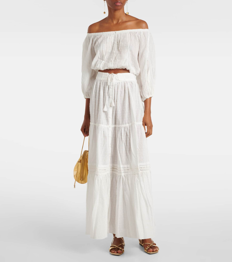 Poupette St Barth Tiered cotton maxi skirt outlook