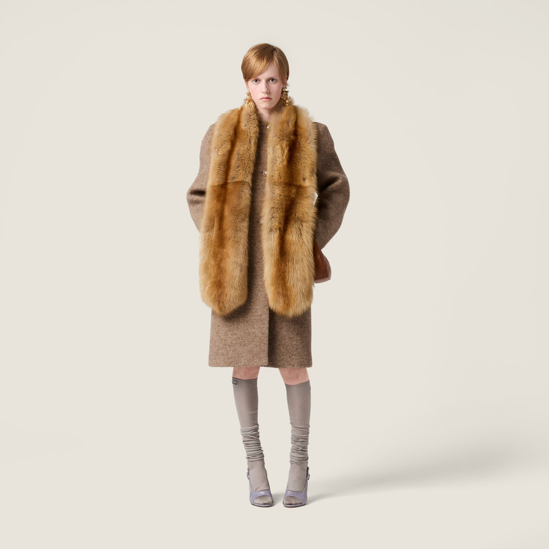Miu Miu Single-breasted Shetland wool coat outlook