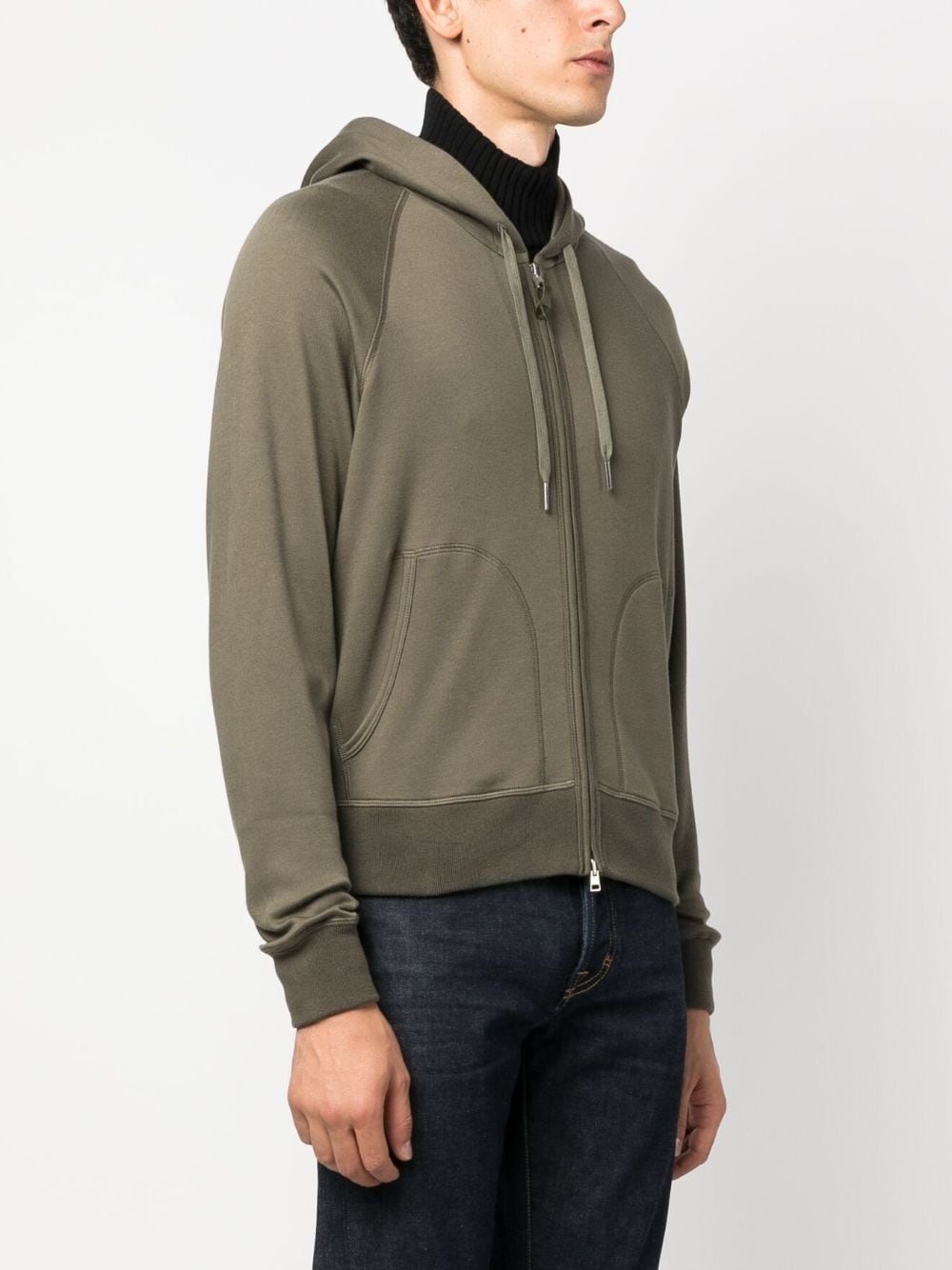 raglan sleeves zipped cotton hoodie - 3