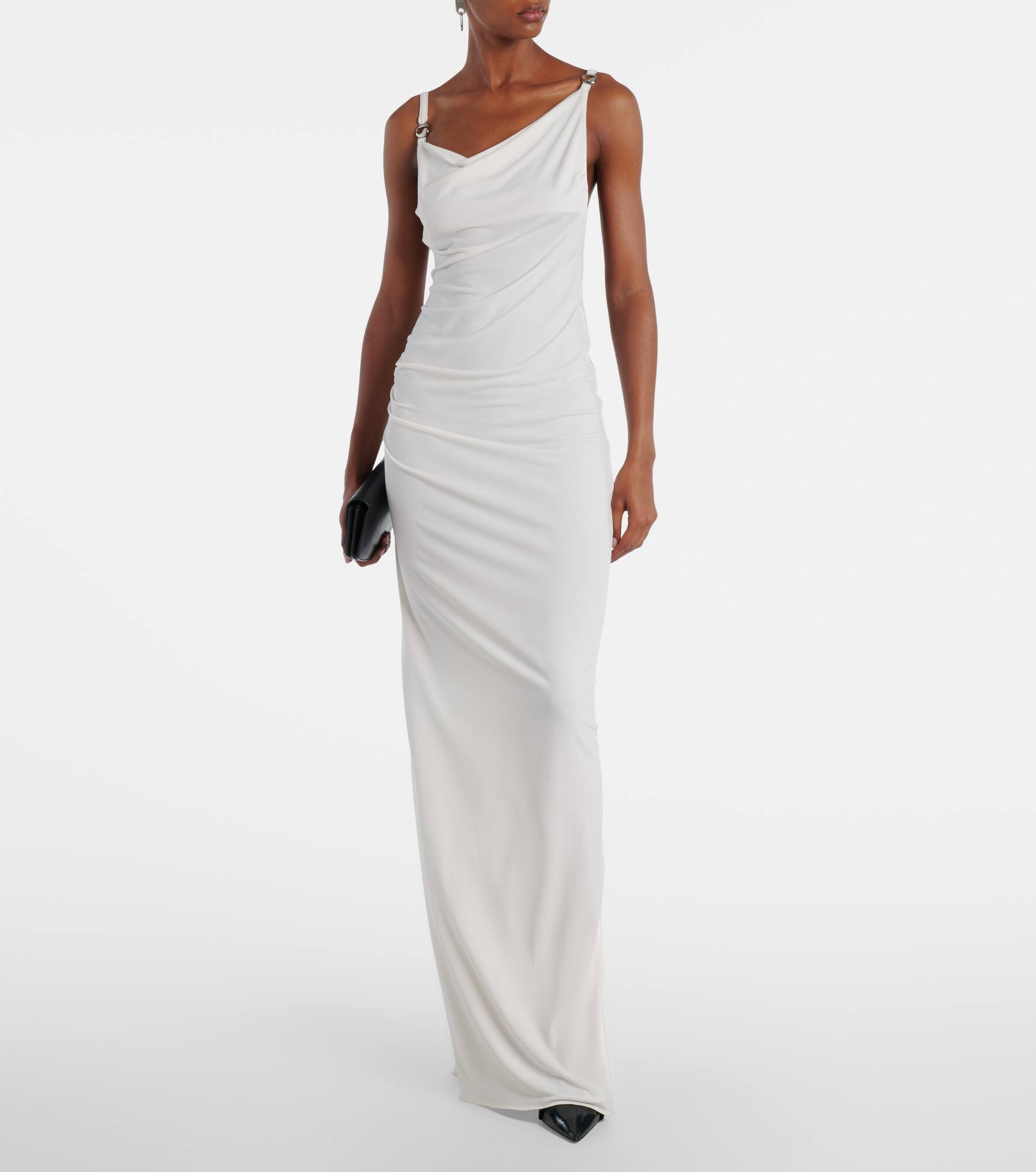 Draped open-back jersey maxi dress - 2